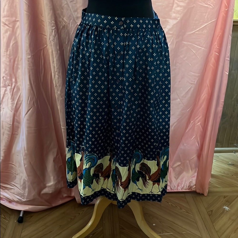 Blue and White chicken  A-Line Midi Skirt from Japan